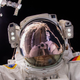 ESA (European Space Agency) astronaut and Expedition 66 Flight Engineer Matthias Maurer points the camera toward himself and takes a "space-selfie" during a six-hour and 54-minute spacewalk to install thermal gear and electronic components on the International Space Station.